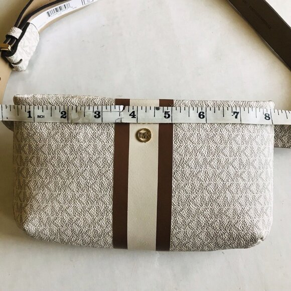 MICHAEL KORS Waist Belt Bag Fanny Pack‎ Beige/White Signature Logo S/M - Picture 7 of 9